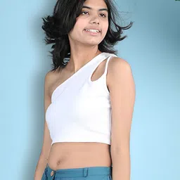 Cutiekins Embellished One Shoulder Cotton Crop Top image 3