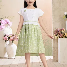 BAESD Girls Floral Printed Square Neck Fit & Flare Dress-picture-23