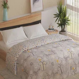 Home Centre Grey & Orange Geometric 150 GSM Comforter-image-74