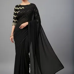 Shilpkala Roopkala Sequinned Heavy Work Pure Chiffon Saree with Blouse Piece-image-91