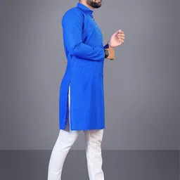 Attigo Band Collar Straight Kurta With Pyjamas image 4