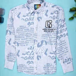 V-Mart Boys Typography Printed Spread Collar Cotton Shirt-image-66
