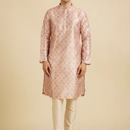 Manyavar Mandarin Collar Ethnic Motifs Printed Sequinned Kurta with Pyjama-picture-20