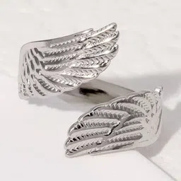MISS ASTUTE Stainless Steel Platinum-Plated Adjustable Finger Ring-picture-16