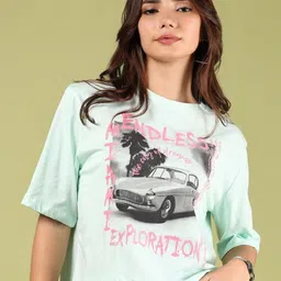 V-Mart Women Graphic Printed Round Neck Cotton T-shirt-image-51