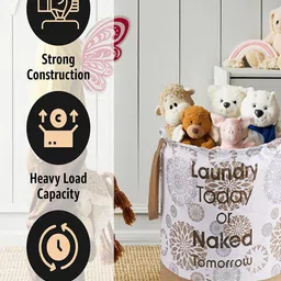 Kuber Industries White 2 Pieces Floral Printed Foldable Laundry Bag 45L image 3