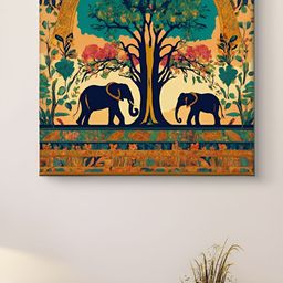 Livin'luxe Blue & Brown Elephant Printed Canvas Wall Art-picture-20