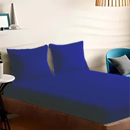 Sleeping Owls Navy Blue 210 TC Bedsheet with 2 Pillow Covers image 4