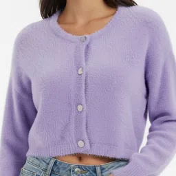 glitchez Round Neck Fleece Oversized Cardigan image 2