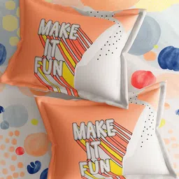 Portico Liberty Threads White & Peach Printed Cotton 144 TC Bedsheet Set 2.74m x 2.74m image 3