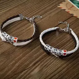 PASU FASHION Unisex Set of 2 Rope Braided His Hers Letters Wraparound Couple Bracelets-picture-29