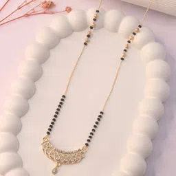 Hisa Gold-Plated American Daimond Studded And Beaded Mangalsutra-picture-56