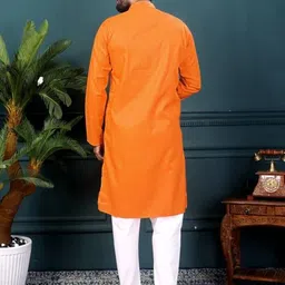 BH FAB Men Orange Cotton Kurtas image 3