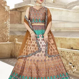 EthnicTree Printed Beads and Stones Ready to Wear Lehenga & Blouse With Dupatta-picture-32