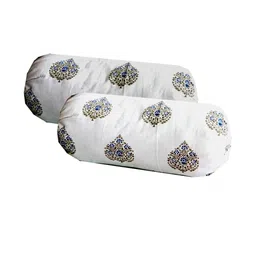 Pink Parrot Multicoloured & White Ethnic Motifs Round Cushion Covers-image-46