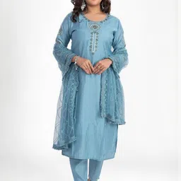 Label By Anusha Women Ethnic Motifs Embroidered Kurta with Trousers & Dupatta-picture-44