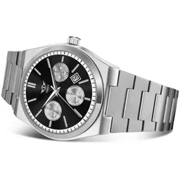 TWIXY Men Brass Dial & Stainless Steel Cut Work Straps Analogue Watch TYW-0015 BLACK image 5