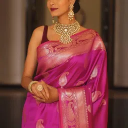 Moda Rapido Paisley Zari Art Silk Handloom Banarasi Saree image 4