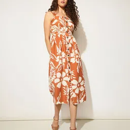 ONLY Floral Print Fit & Flare Midi Dress-image-57