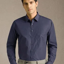 Louis Philippe Men Solid Spread Collar Pure Cotton Formal Shirt-image-57
