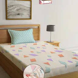 Myntra Elegant Homes White Printed 300 TC Fitted Single Bedsheet Set 1.50 m x 2.20 m-image-27