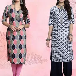Ethnic basket Women Pack Of 2 Multicoloured Crepe Kurtas-picture-39