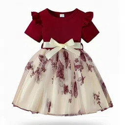 YK Floral Print Puff Sleeve A-Line Dress-picture-30