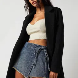 HERE&NOW Women Denim Front Tie-Up Skort-picture-12