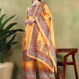 Moda Rapido Women Yellow Viscose Rayon Kurta Sets-picture-20