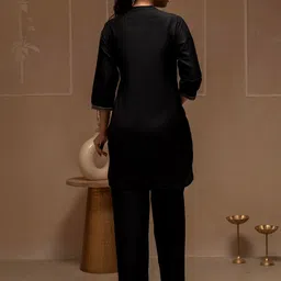 Juniper Embroidered Mandarin Collar Neck Tunic With Trousers Co-Ords image 5