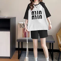 JC Mode Round Neck T-Shirt With Shorts Co-Ords Set image 4