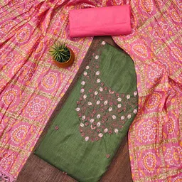 HERE&NOW Floral Embroidered Sequinned Unstitched Dress Material-picture-15