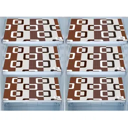 E-Retailer 7-Pcs Brown & White Printed Refrigerator Covers image 4