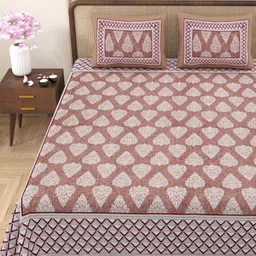 Myntra Elegant Homes Brown Floral Pure Cotton 180TC Double King Bedsheet Set-2.75mx2.25m-picture-30