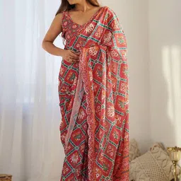 PAYAL CREATION Ethnic Motifs Sequinned ArtSilk Bandhani Saree image 1