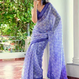 KALINI Ethnic Motifs Printed Zari Ikat Saree image 3