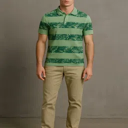 SZN Men Moisture Wicking Floral Printed Polo Collar T-shirt image 3