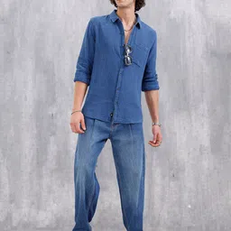 WROGN Men Relaxed Fit Textured Pure Cotton Casual Shirt image 2