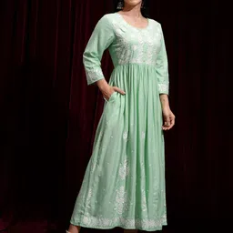 Vishudh Women Embroidered Fit & Flare Midi Dress image 5