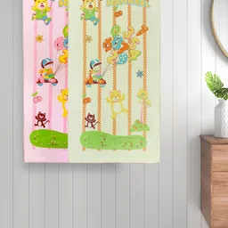 Myntra Elegant Homes Green & Pink 2 Printed Cotton 420 GSM Bath Towel-image-1