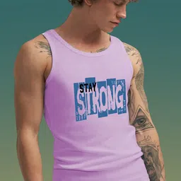 Uniplanet store Printed Scoop Neck Gym Vest UVM-STAY-STRONG-PRPL-S image 3