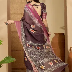 all about you Floral Zari Poly Chiffon Saree image 2