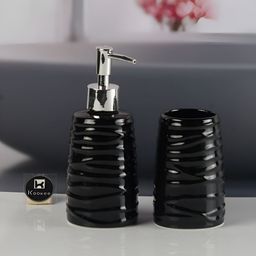 Kookee Black 2 piece Abstract Ceramic Bath Accessories Set-picture-20