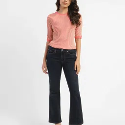 levi's Women's 715 Navy Blue Flared Fit Mid Rise Jeans image 5