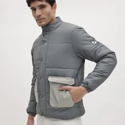 The Roadster Life Co. Embroidered Back Self-Checked Padded Jacket image 4