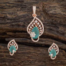 Kushal's Fashion Jewellery Rose Gold-Plated Cubic Zirconia-Studded Jewellery Set-picture-19