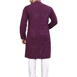 ETHNICSUTRA Men Ethnic Motifs Embroidered Festive Cotton Straight Kurta image 4