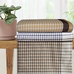 Athom Living Blue & Beige 3 Striped Cotton 210 GSM Bath Towel-picture-13