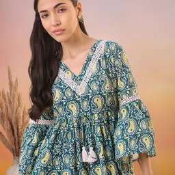 Sangria Women Paisley Printed Pure Cotton Empire Top-picture-23