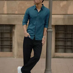 VORTEX Original Slim Fit Textured Long Sleeves Casual Shirt image 2